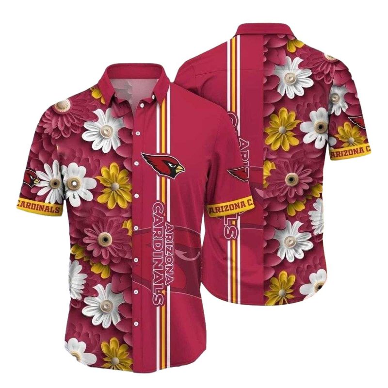 Maroon Meadow Game Arizona Cardinals Floral Crest Hawaiian Shirt 1