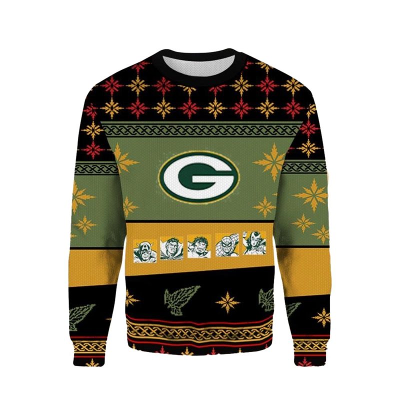 Marvel Superheroes Green Bay Packers Ugly Sweater 1