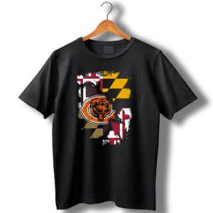 Maryland Flag With Chicago Bears Logo Integration T Shirt