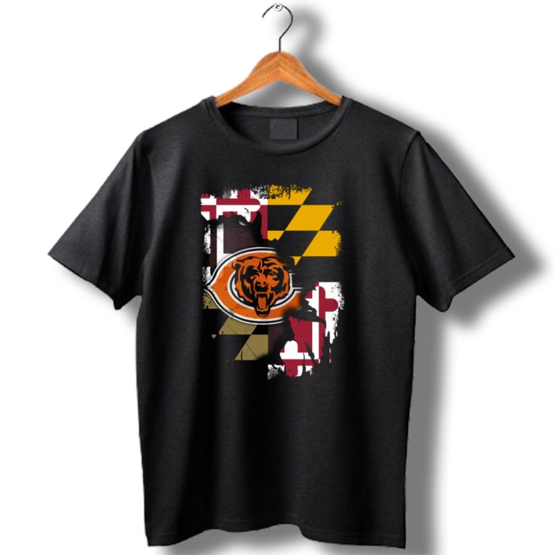 Maryland Flag With Chicago Bears Logo Integration T Shirt 1 T Shirt 1