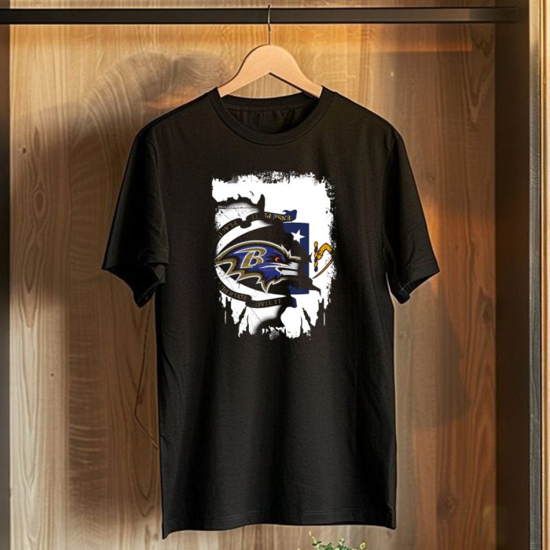 Massachusetts Flag Rip With Baltimore Ravens T Shirt 1 T Shirt 1