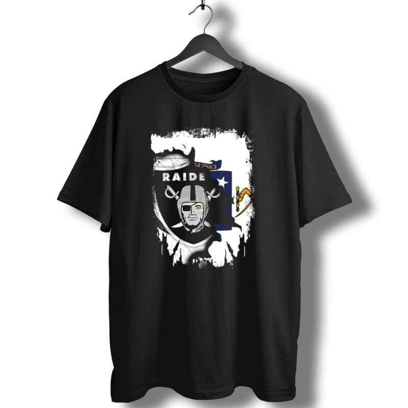 Massachusetts State Flag And Raiders Logo Fusion T Shirt 1 T Shirt 1