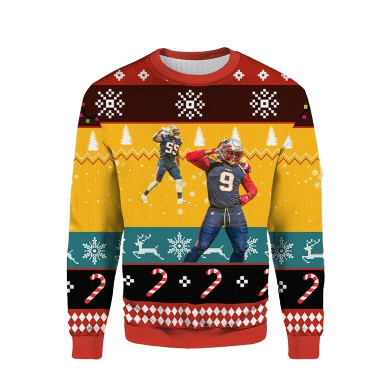 Matt Judon Josh Uche New England Patriots Ugly Sweater 1