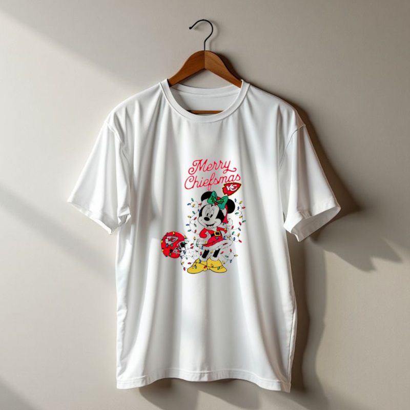 Merry Chiefsmas Minnie Mouse Kansas City Football Christmas Lights Helmet T Shirt T Shirt 1 1