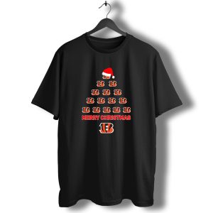 Merry Christmas B Cincinnati Bengals Christmas Tree Holiday Spirit T-Shirt