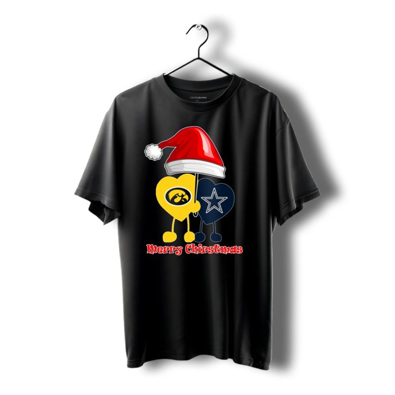 Merry Christmas Iowa Hawkeyes Dallas Cowboys Santa Hat T Shirt 1 T Shirt 1 1