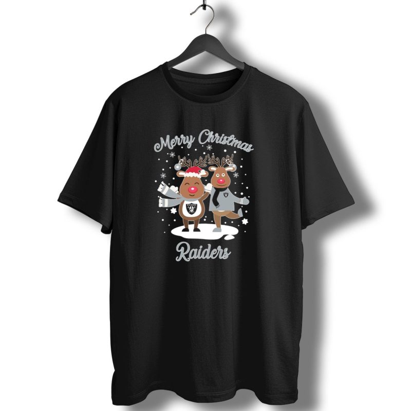Merry Christmas Raiders Reindeer Holiday Fun T Shirt 1 T Shirt 1