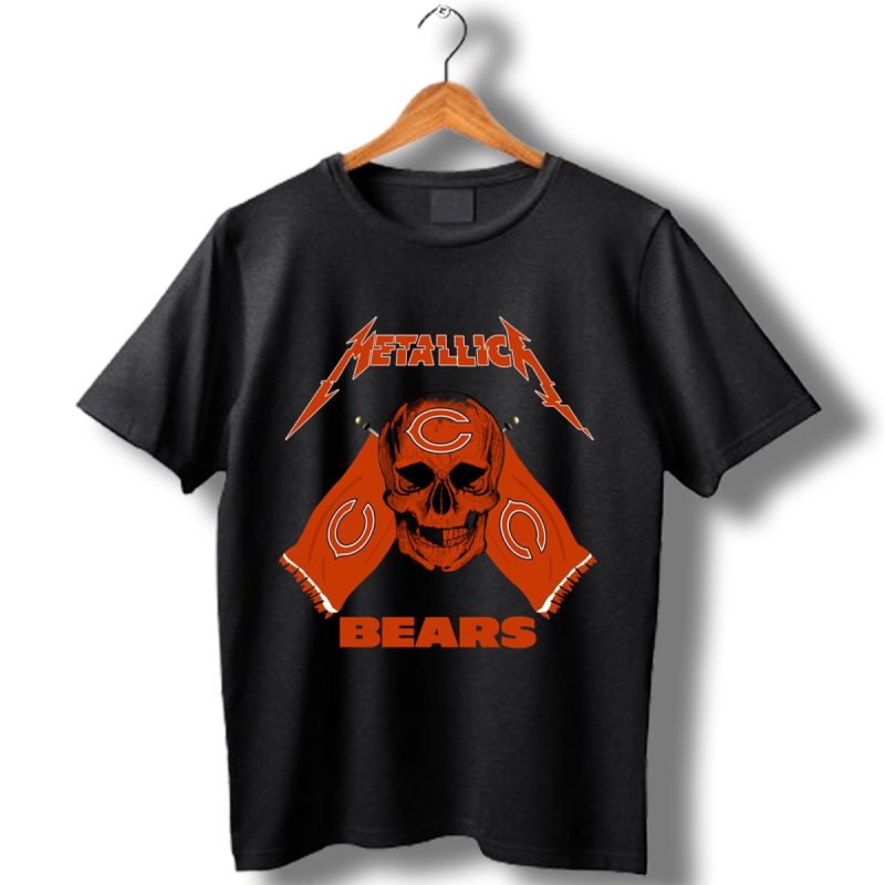 Metallica Chicago Bears Skull Flag Shirt T Shirt 1