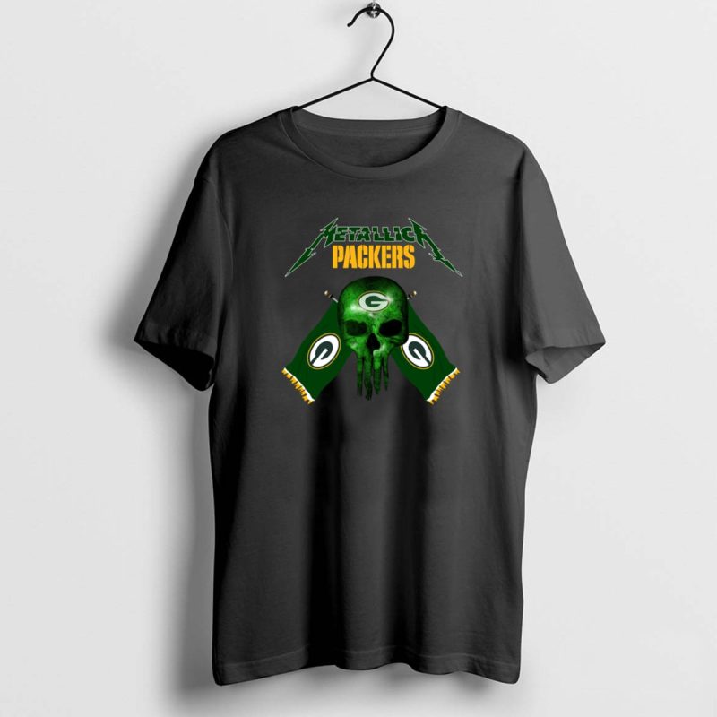 Metallica Green Bay Packers Skull Flag Shirt T Shirt 1 0