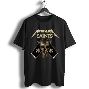 Metallica New Orleans Saints Skull Flag Logo T-Shirt