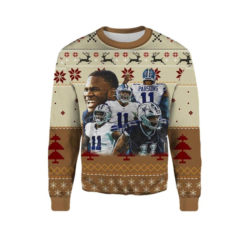 Micah Parsons 11 Dallas Cowboys Ugly Christmas Sweater 1
