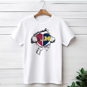 Michigan Wolverines Arizona Cardinals Heartbeat Fusion T-Shirt