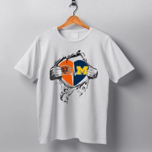 Michigan Wolverines Chicago Bears Heartbeat Fusion T Shirt