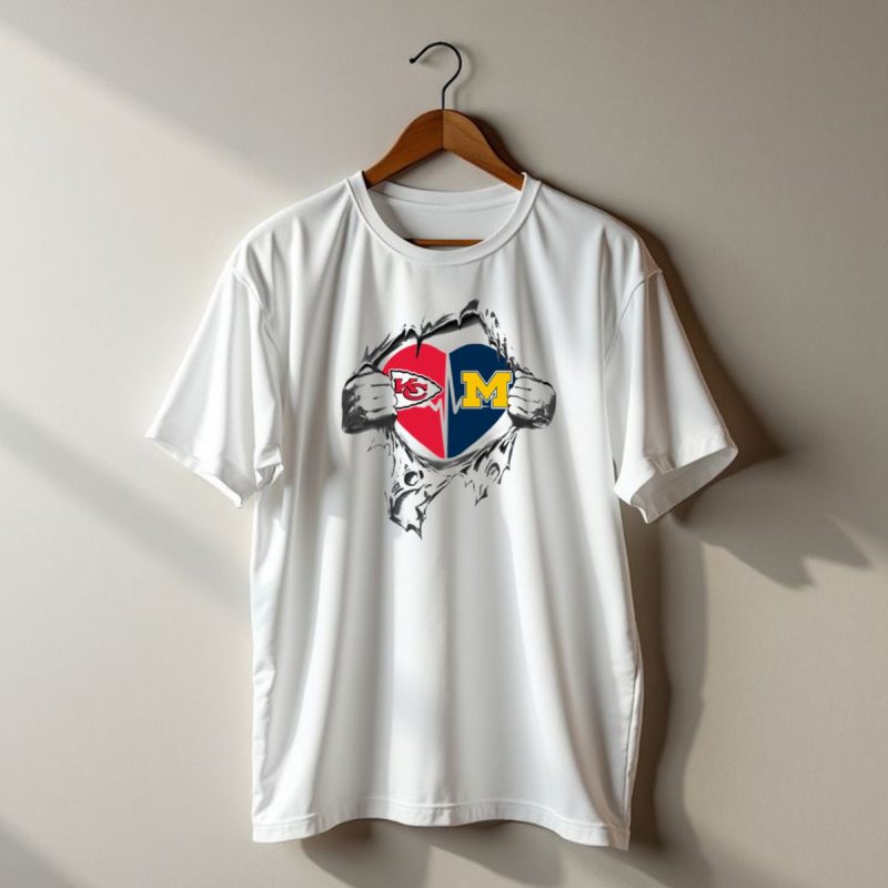 Michigan Wolverines Kansas City Chiefs Heartbeat T Shirt T Shirt 1 1