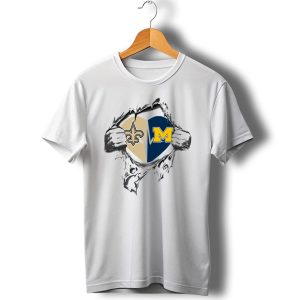 Michigan Wolverines New Orleans Saints Heartbeat Fusion T Shirt