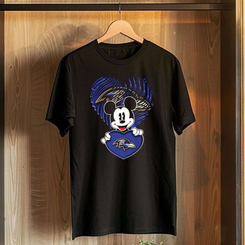 Mick Mouse Heart Baltimore Ravens Fan Spirit T Shirt 1 T Shirt 1