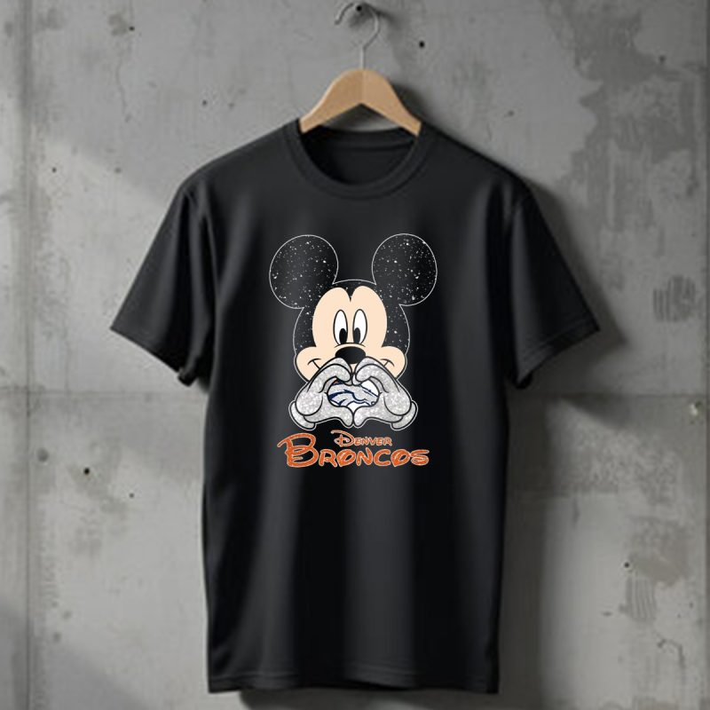 Mickey Denver Broncos Heart Hands T Shirt 1 T Shirt 1
