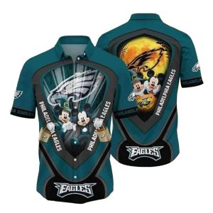 Mickey Halloween Philadelphia Eagles Animated Fun In The Sun Tropical Hawaiian Shirt