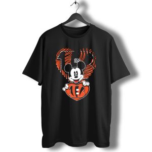 Mickey Mouse Cincinnati Bengals Heart Logo Remix T-Shirt