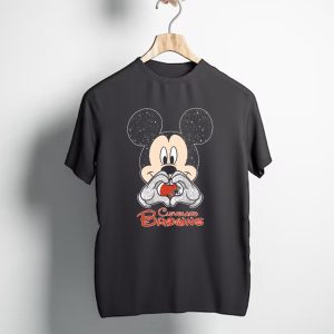 Mickey Mouse Heart Hands Cleveland Browns Football Sparkle T-Shirt