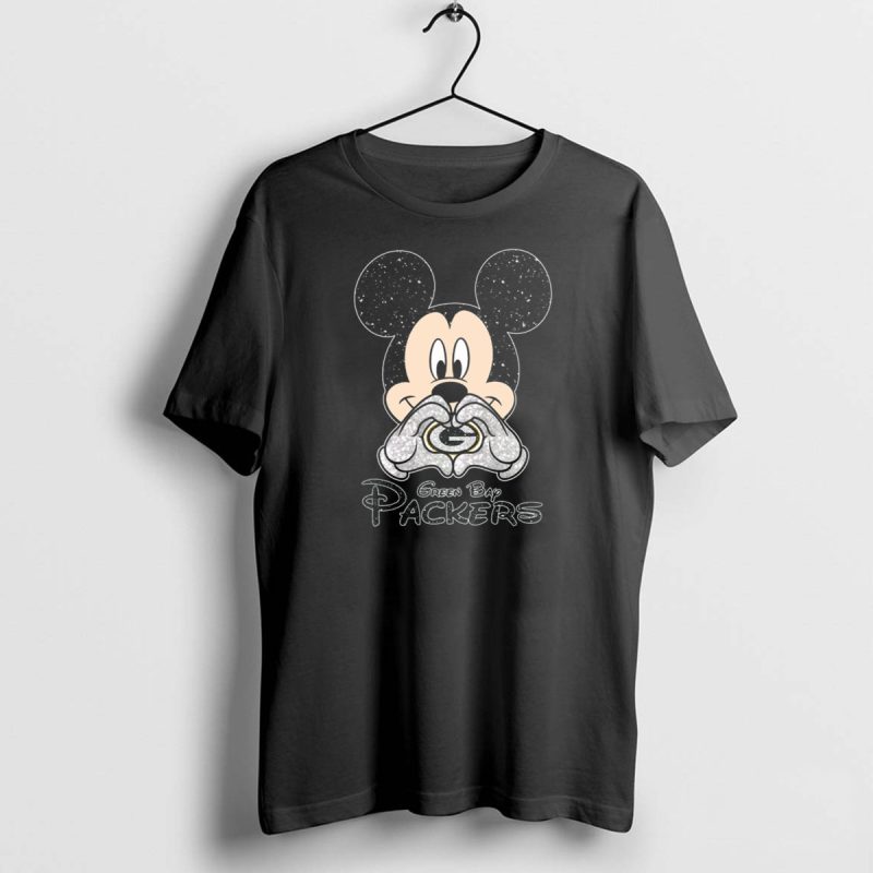 Mickey Mouse Heart Hands Green Bay Packers T Shirt 1 1 T Shirt 1 1
