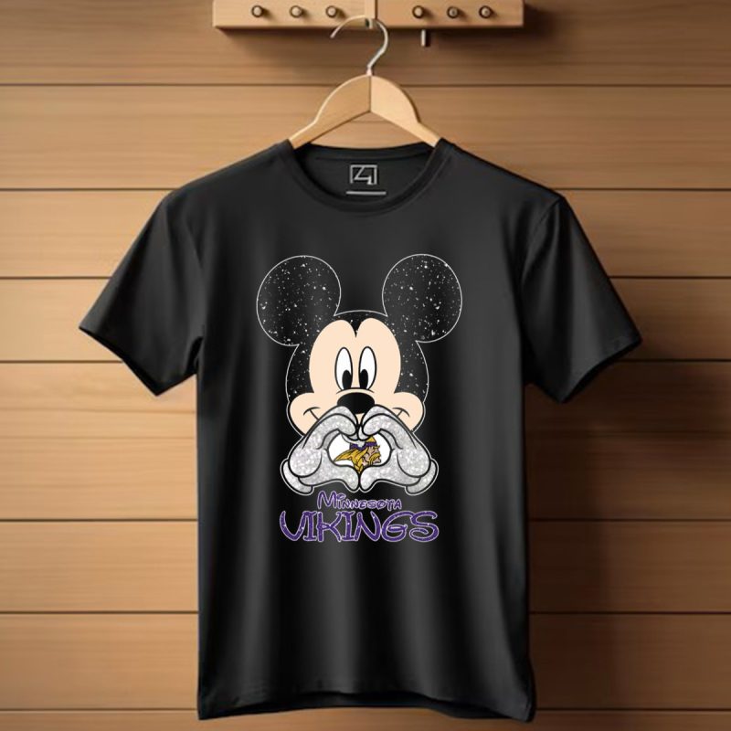 Mickey Mouse Heart Hands Love Minnesota Vikings T Shirt 1 T Shirt 1