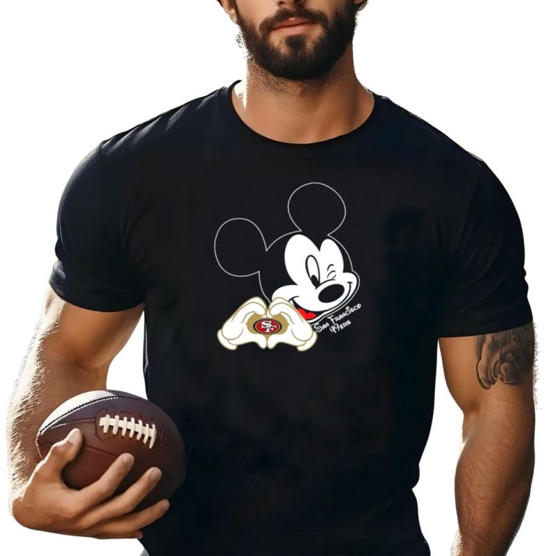 Mickey Mouse Heart Hands With San Francisco 49Ers T Shirt T Shirt 1