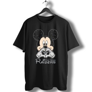 Mickey Mouse Las Vegas Raiders Heart Hands T-Shirt
