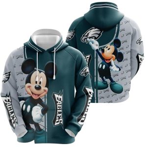 Mickey Mouse Paints Philadelphia Eagles Football All Over Print Hoodie