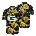 Midnight Bloom Green Bay Packers Floral Hawaiian Shirt