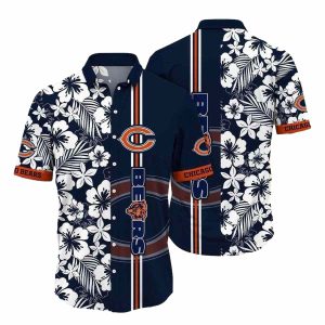 Midnight Floral Lineup Chicago Bears Tropical Hawaiian Shirt