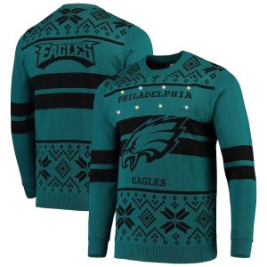 Midnight Green Black Philadelphia Eagles Light Up Ugly Sweater