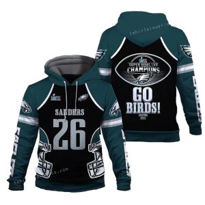 Miles Sanders 26 Go Eagles Philadelphia Eagles SB Champion 2023 All Over Print Hoodie