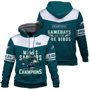 Miles Sanders Gamedays Are For The Birds Philadelphia Eagles SB Champion 2023 All Over Print Hoodie
