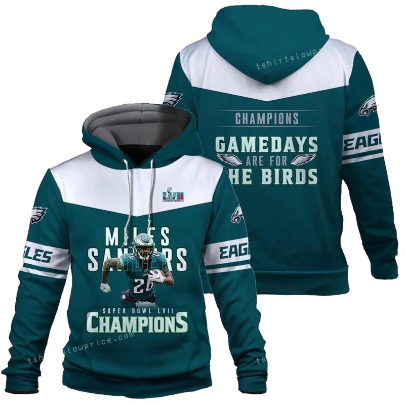 Miles Sanders Gamedays Are For The Birds Philadelphia Eagles Super Bowl Champion 2023 3D Hoodie Design 1