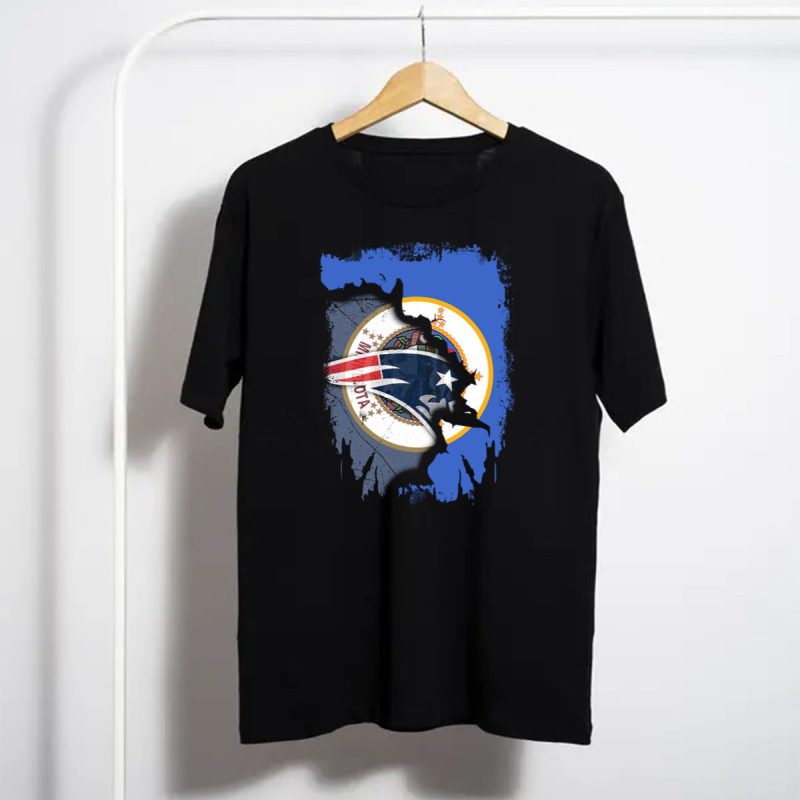 Minnesota State Flag With New England Patriots Logo Overlay T Shirt T Shirt 1