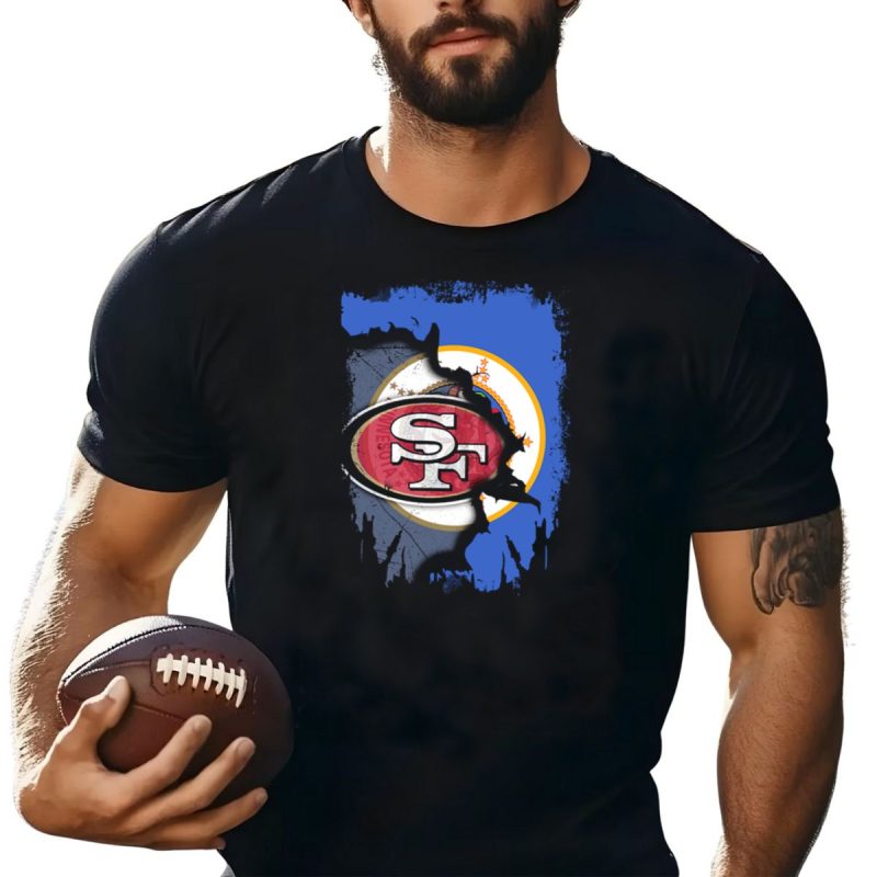 Minnesota State Flag With San Francisco 49Ers Logo Overlay T Shirt T Shirt 1