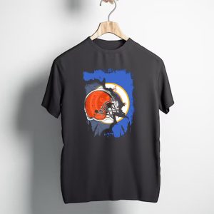 Minnesota State Flag with Cleveland Browns Helmet Blend T-Shirt