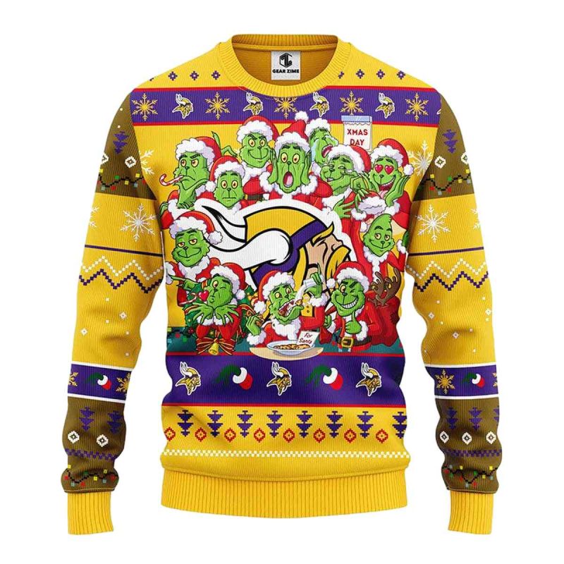 Minnesota Vikings 12 Grinch Xmas Day Ugly Sweater 1