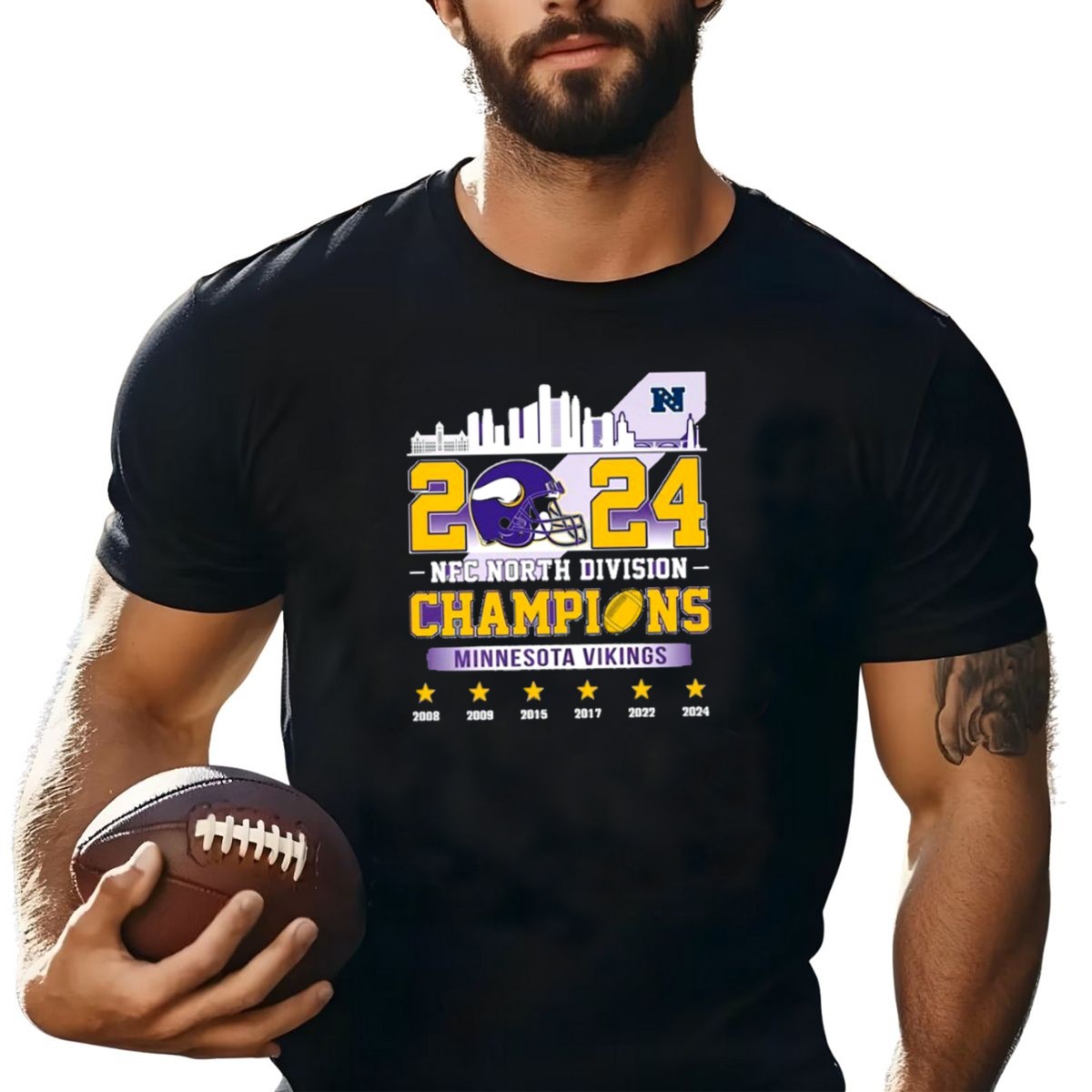 Minnesota-Vikings-2024-Nfc-North-Division-Champions-Skyline-Football-Helmet-Logo-Stars-T-Shirt-1_t-shirt-4_5