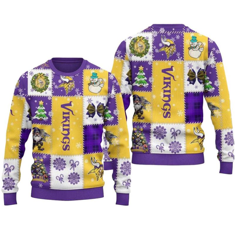 Minnesota Vikings 2025 Seasons Greetings Christmas Celebration Ugly Sweater 1