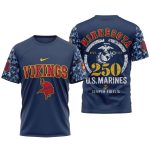 Minnesota Vikings 250th Anniversary Of The United States Marine Corps AOP T Shirt