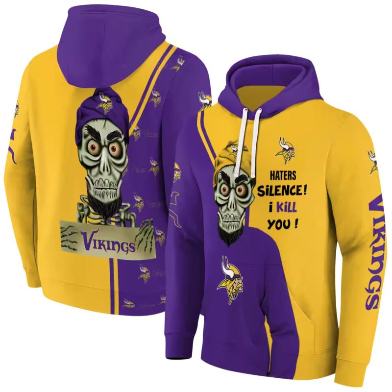 Minnesota Vikings Achmed Skull Purple Yellow Aop Hoodie 1