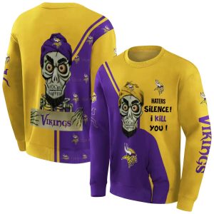 Minnesota Vikings Achmed Skull Purple Yellow AOP Sweatshirt