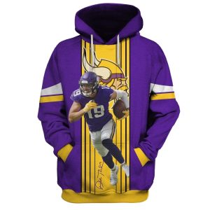 Minnesota Vikings Adam Thielen 19 Jersey With Signature AOP Hoodie