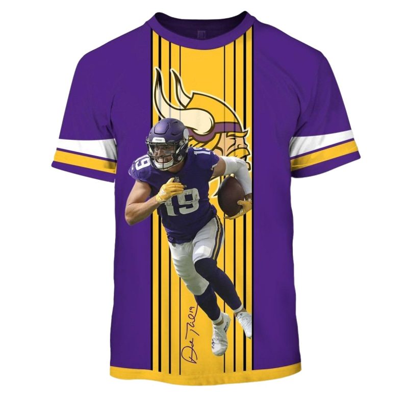Minnesota Vikings Adam Thielen 19 Jersey With Signature Aop T Shirt 1
