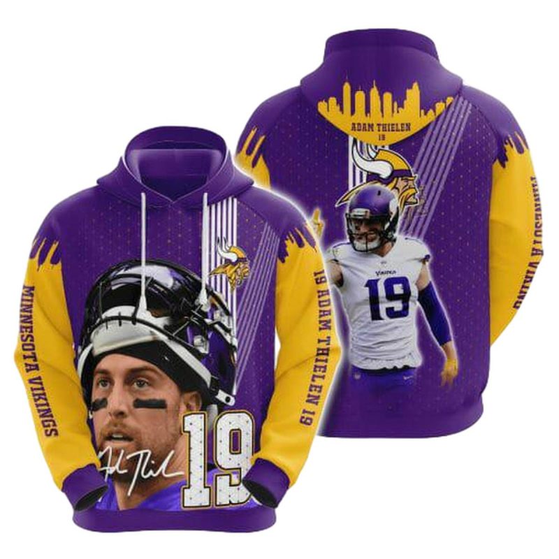 Minnesota Vikings Adam Thielen 19 Signature Aop Hoodie 1