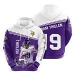 Minnesota Vikings Adam Thielen 19 Signature Purple White AOP Hoodie