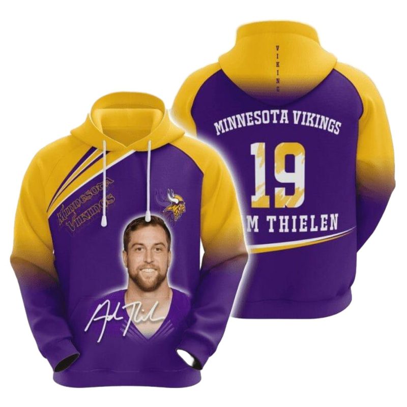 Minnesota Vikings Adam Thielen Portrait Signature Aop Hoodie 1