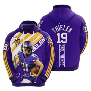 Minnesota Vikings Adam Thielen Skol Vikings Purple Signature AOP Hoodie